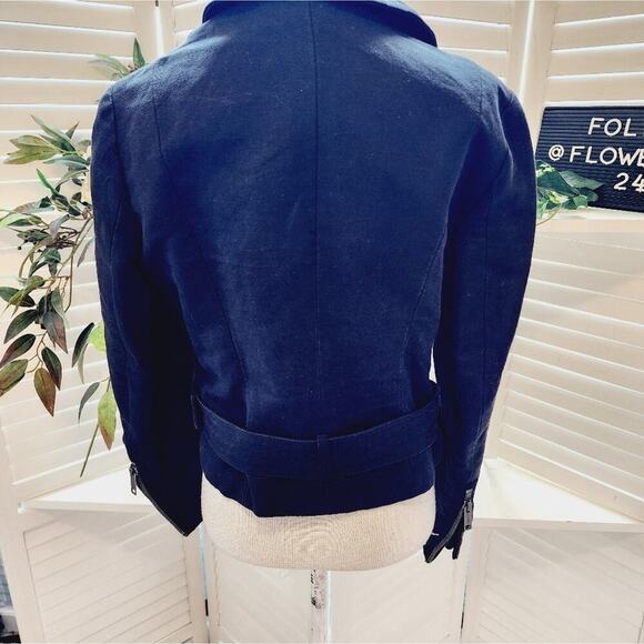 BURBERRY SIZE 14 LINEN BLACK ZIP UP BELTED LINED COAT - Picture 5 of 11